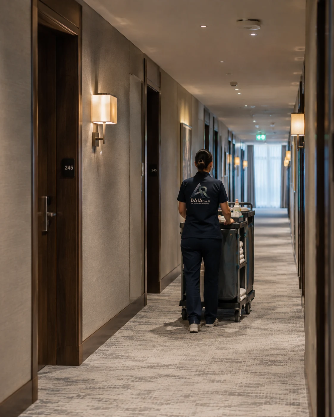 Professionell gepflegter Innenbereich mit großzügigen Glasflächen